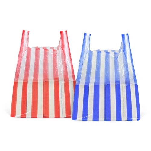 Medium Candy Stripe Vest Carrier Bags Plastic Carrier Bags