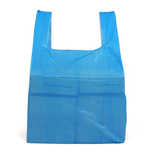 Medium Blue Recycled Vest Carrier Bags 100 per pack - - Plastic Carrier Bags