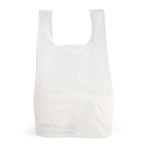 Small White Vest Carrier Bags 100 per pack front view