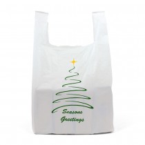 Medium White Christmas Carrier Bags Front