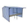 Walk In Market Stall with Front Counter Blue White Side