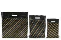 Black Gold Pin Stripe High Density Carrier Bags Black Gold Pin Stripe High Density Carrier Bags