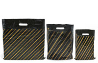 Black Gold Pin Stripe High Density Carrier Bags